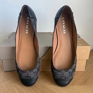 Coach Chelsea Canvas Black Slip On Women Ballet Flats Loafers- SZ 8.5